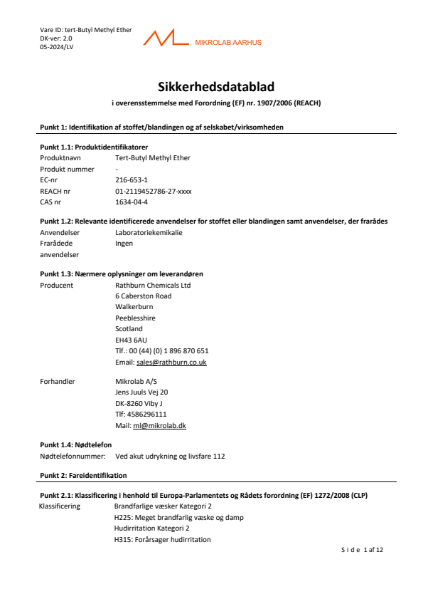 

tert Butyl Methyl Ether

